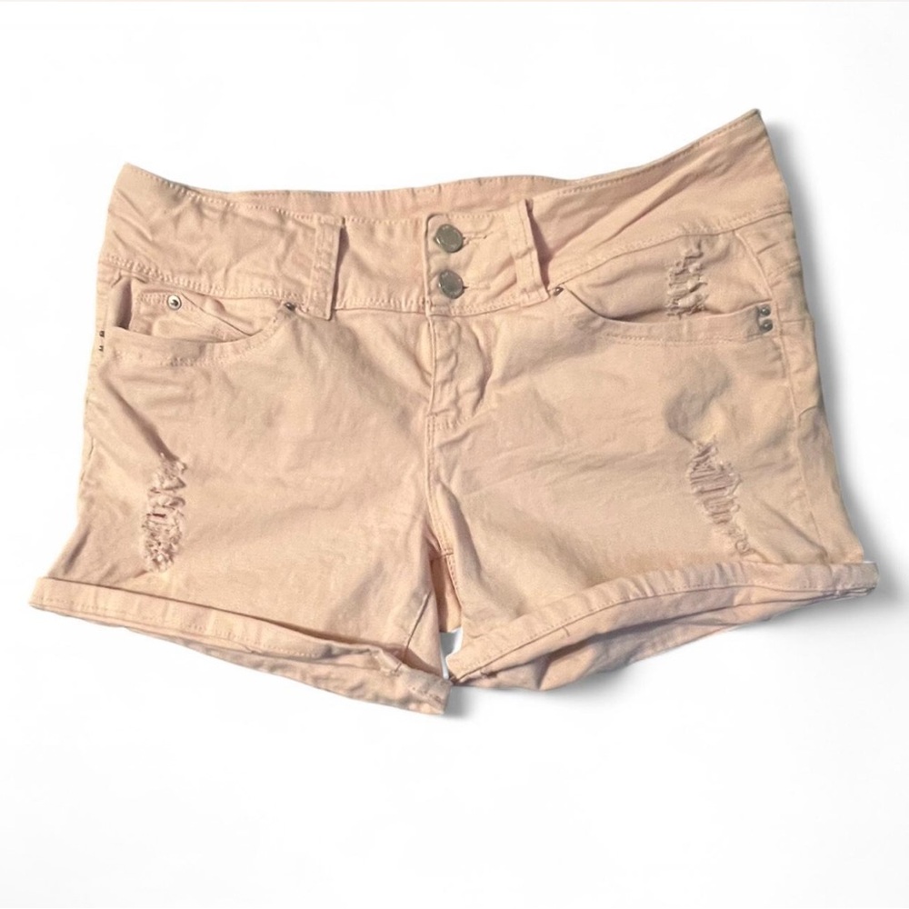 Women's Light Tan Distressed Jean Shorts